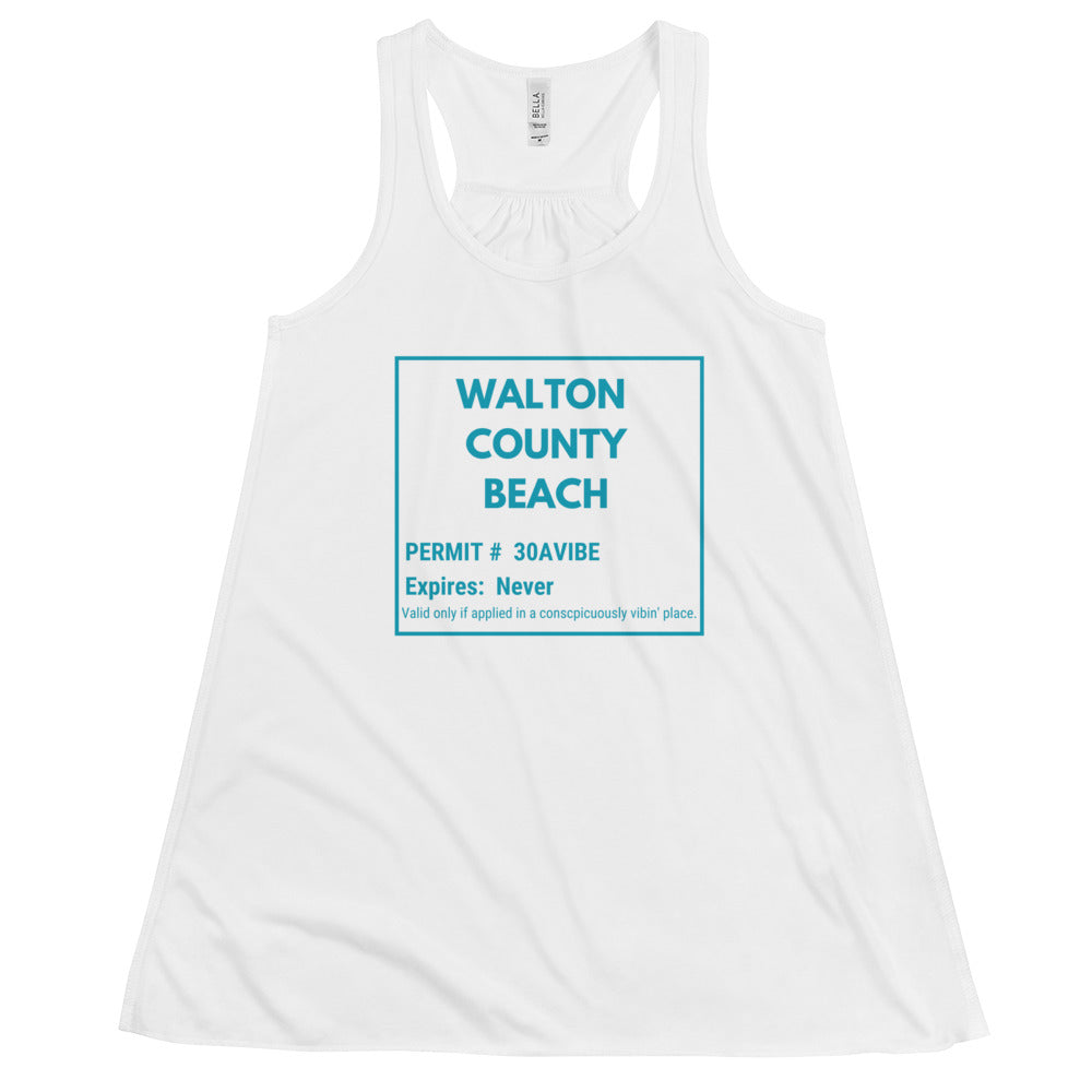 30A Permission To Vibe (blue): Ladies Flowy Tank