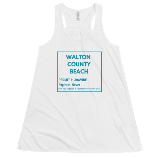 30A Permission To Vibe (blue): Ladies Flowy Tank